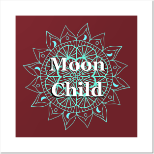 Teal Moon Child Without Background Color Posters and Art